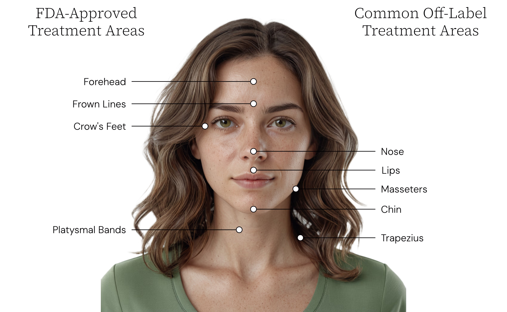Diagram of microneedling treatment areas